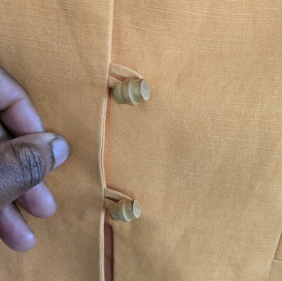 VTG Kasper ASL Linen Blend Jacket Women Sz 6P Orange Drum Rare Buttons Padded - Picture 6 of 11